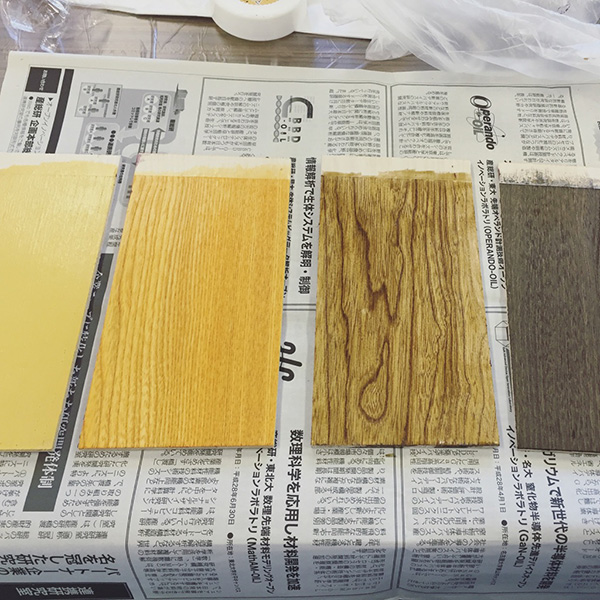 塗装後の木材